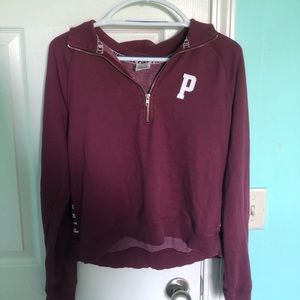 VS PINK maroon, quarter-zip jacket